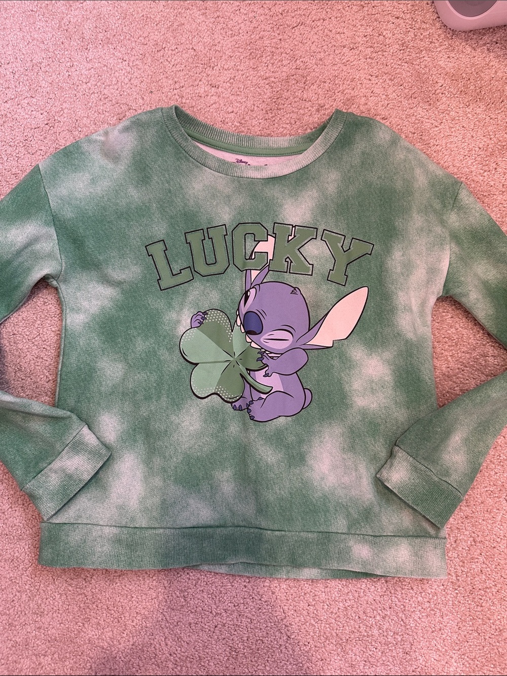 Green Tie-Dye Stitch "Lucky" Sweatshirt (sz 10-12)